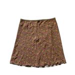 Free People Floral Olive Green Mini Skirt Sz 6 A-Line Lettuce Hem Boho Festival Photo 4