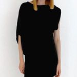 ZARA ASYMMETRIC PLEADED Mini DRESS Round Neckline Short Sleeve BLACK SIZE M new Photo 3