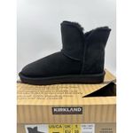 Kirkland Signature Kirkland Women's Shearling Scalloped Edge Suede Boot Booties Black NEW Size 7 Photo 7