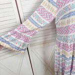 Destination 365 Floral V Neck Tiered Bell Sleeve Tunic Shift Dress White Multi Size M Photo 5