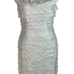 London Times  Cocktail Dress Shimmer Ruffle Size 8 Rosette Neck Mother Bride Photo 0