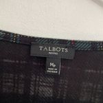 Talbots Petites Tartan Ruffled Top Green Black Plaid Ruffle 3/4 Sleeve PETITE M Photo 3