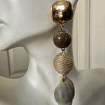 Long real shell gold tone post dangling earrings Photo 7