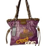 FRANCESCO BIASIA Le Freak Cest Chic Purple Leather Brown Trim Bag NEW Photo 0