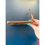 Coach Logo Signature Canvas Corner Zip Leather Stripe Khaki Wristlet Old Money Photo 6