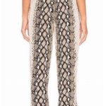 Joie  Ceylon Cream/Brown Snake-Skin Cropped Pants Women’s Size L Elastic Waist Photo 1