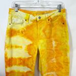 Old Navy Size 8 Straight Jeans Handmade Yellow Tie Dye O.G. High Rise 1160 Photo 3