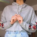 Divided Grey Cropped Rose Hoodie Photo 0