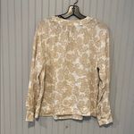 Loft  Women's Paisley Blouse in Cream and Gold Medium NWT Photo 8