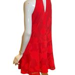Waverly Grey Halter Keyhole Red Jacquard Flapper Cocktail Dress Photo 5