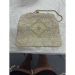 1960s Vintage Off White Beaded Handbag With Gold Trm and Hardware Photo 1