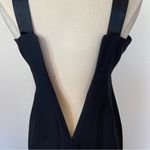Vintage 80’s Solid Black Satin Button Accent Cocktail Dress Size 4 Photo 8
