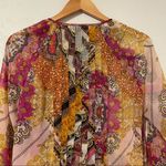 V Cristina Abstract Sheer Blouse Size Medium Multicolor Yellow Photo 3