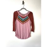 Free People  spring bound crochet raglan‎ 3/4 sleeve top women’s XS Photo 1