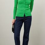 Lauren Ralph Lauren Green Collared Polo Ribbed Knit Cardigan Sweater Size M Size M Photo 0