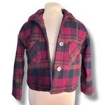 Woolrich Vintage  Cropped Red Plaid Wool Jacket Made In USA Rugged Warm Winter Photo 3