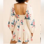 Free People  Francesca Boho Mini Dress Ivory Floral Long Sleeve V-Neck Photo 4