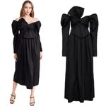 NWT Aje Black Valentina Cotton Poplin Bow Photo 4