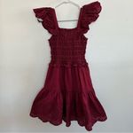Sea New York Vivienne Broderie Anglaise Eyelet Shirred Mini Dress Claret, XS Red Photo 4