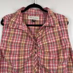 Bit & Bridle Womens Top 1X Pink Plaid Western Button Up Blouse Cowgirl Country Photo 1