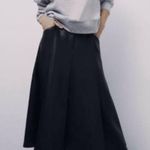 ZARA Faux Leather A-line Midi Skirt with Front Slit Photo 7