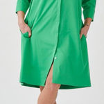 Perlavera 100% Cotton Christy Poplin Button Collared Shirt Dress ~ Size XS 💛🍄 Blue Photo 0