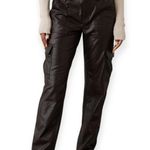 American Eagle  Stretch High-Waisted Vegan Leather Straight Cargo Pant Black Sz 2 Photo 0