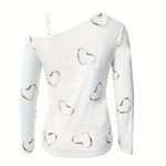White One Shoulder Heart Cutout Top (Size L 8/10) Size L Photo 1