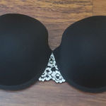 Wacoal  Black White Embroidered Floral Chic Strapless Bandeau Padded Bra Size 32D Photo 0