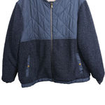 Reversible Navy Quilted Sherpa Fleece Jacket Women’s XL Blue Photo 6