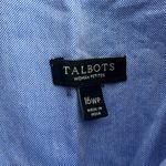 Talbots  Fleur De Lis Rhinestone Oxford blue button down Shirt woman’s‎ size 16 P Photo 1