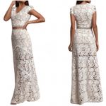 White Lace Maxi Skirt & Crop Top Set, Women's Size L Size L Photo 1