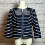 Talbots Navy White Striped Textured Open Front Blazer Women's 4 NWT Photo 0