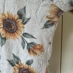 Vintage Sunflower Knit Crop Top Size M L Short Sleeve Beige 90s Cottage Yellow Size M Photo 7