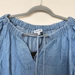 joe's jeans Joe’s Jeans Women's Blue Adelyn Chambray Flutter Sleeve Top Photo 2