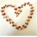 Freshwater pearl and carnelian chip long necklace Photo 1