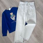 ZARA Straight Leg Jeans Light Beige Color Size XS Photo 0