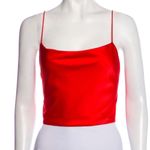 Sans Souci  cowl neck top cropped large spaghetti strap red satiny flirty Photo 4