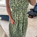Abercrombie & Fitch Green and white floral ruffle strap smocked midi dress! Photo 3