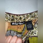 Planet Gold  Medium Green Brown Floral Boho Short Sleeve Top M Photo 2