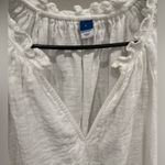 Old Navy  White Gauze V-Neck Ruffle Neck Mini Swing Dress with Pockets Photo 2