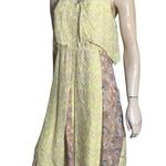 Rebecca Taylor Sz 6 8 Pale Yellow Floral Print Silk Chiffon Open Back Midi Dress Photo 1
