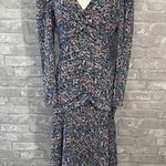 ASTR  Blue Floral Puff Sleeve Ruched Dress Photo 0