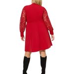 Torrid NWT Red At The Knee Jersey Lace Sleeve Mock Neck Skater Dress Size 1X Photo 2