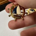 Avon Nautical Clip On Earrings Enamel Sailboat Ship Wheel Gold Tone Photo 5