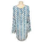 frankie's bikinis 8 Days a Week by Frankie's Bikinis Cover-Up Ikat Tunic Top Blue Size Medium Photo 4