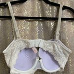 Victoria's Secret Vintage Dream Angels Lined Demi White Pearl Sheen Lace Bra 32DD Photo 1