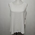 Elle White Scalloped Mixed Media Sleeveless Tank Size Medium Photo 1