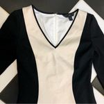 Brahmin Long Sleeve Mini Stretchy Bodycon Dress Sheath Cream Black Color Block 2 Photo 4