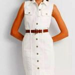 NEW Lauren Ralph Lauren Womens 16 Sleeveless Denim Mini Dress White Wash Photo 1